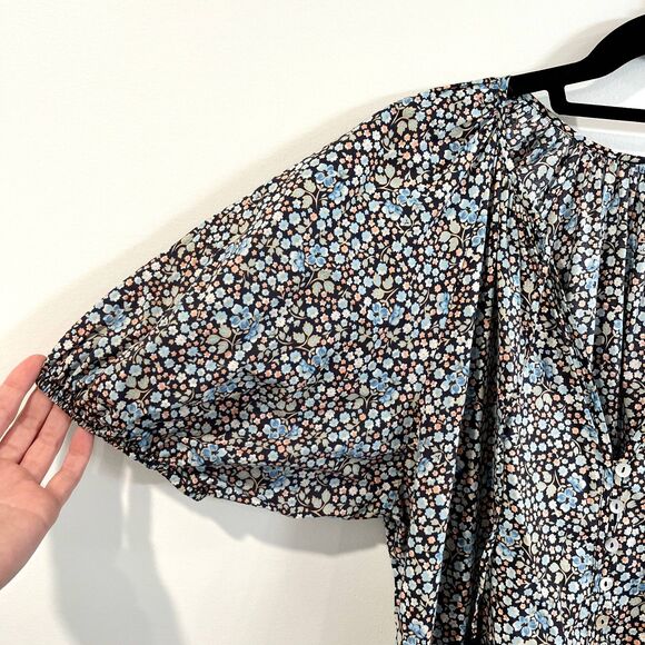 Spell & the Gypsy Poppy Smock Gown Dress Floral Puff Sleeve Maxi Poplin - Picture 9 of 13